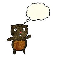 cartoon black bear cub with thought bubble N23