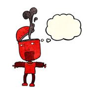 funny cartoon robot with open head thought bubble N3
