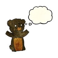 cartoon black bear cub with thought bubble N25