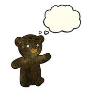 cartoon black bear cub with thought bubble N26