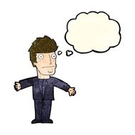 cartoon confused man with thought bubble N15