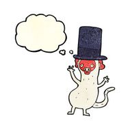 cartoon monkey in top hat with thought bubble N4