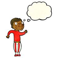 cartoon man in loud clothes with thought bubble N4