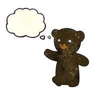 cartoon black bear cub with thought bubble N28