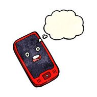 cartoon mobile phone with thought bubble N2