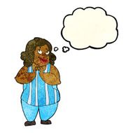 cartoon happy cook with thought bubble N4