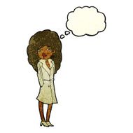 cartoon female spy with thought bubble N11