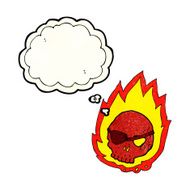 cartoon burning skull with thought bubble N3
