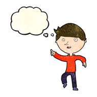 cartoon happy pointing with thought bubble N4
