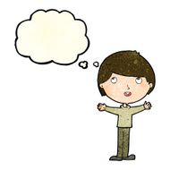 cartoon happy boy with thought bubble N82