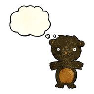 cartoon happy little black bear with thought bubble N5
