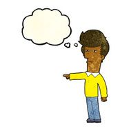 cartoon man blaming with thought bubble N4