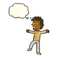 cartoon happy man with thought bubble N163