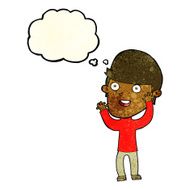 cartoon happy man with thought bubble N164