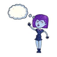 cartoon pretty vampire girl with thought bubble N11