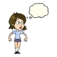 cartoon surprised woman with thought bubble N88