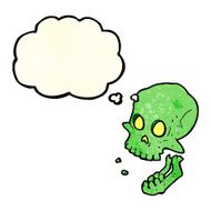 cartoon laughing skull with thought bubble N4