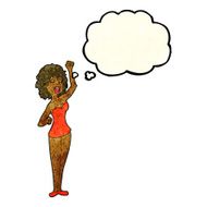cartoon dancing woman with thought bubble N19