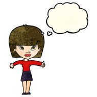 cartoon woman giving thumbs up symbol with thought bubble N24