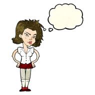cartoon woman with hands on hips thought bubble N82