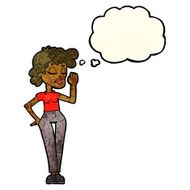 cartoon woman ignoring with thought bubble N11