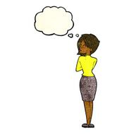 cartoon businesswoman ignoring with thought bubble N4