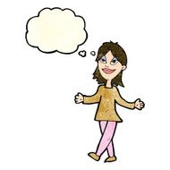 cartoon woman with no worries thought bubble N11