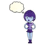 cartoon pretty vampire girl with thought bubble N12