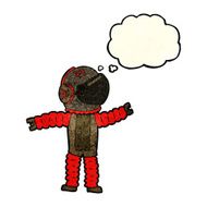 cartoon astronaut reaching with thought bubble N4