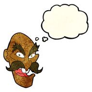 cartoon evil old man face with thought bubble N4
