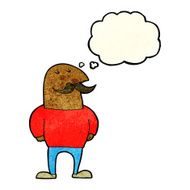 cartoon bald man with mustache thought bubble N6