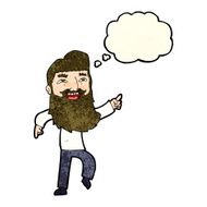 cartoon man with beard laughing and pointing thought bubble N4