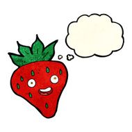 cartoon happy strawberry with thought bubble N2