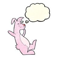 cartoon pink bunny with thought bubble N2