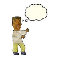 cartoon man gesturing with thought bubble N12