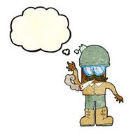 cartoon man smoking pot with thought bubble N4
