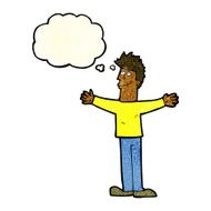 cartoon happy man with thought bubble N166