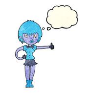 cartoon vampire girl giving thumbs up sign with thought bubble N7