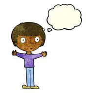 cartoon surprised man with thought bubble N48
