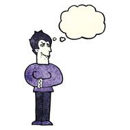 cartoon vampire with thought bubble N43