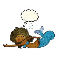 cartoon mermaid with thought bubble N22