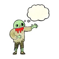 cartoon spooky zombie with thought bubble N3