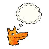 cartoon fox head with thought bubble N6