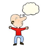 cartoon worried middle aged man with thought bubble N4