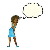 cartoon woman laughing with thought bubble N3