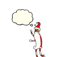 cartoon skinny santa with thought bubble N4