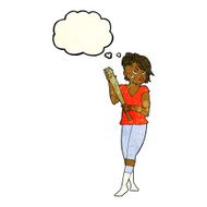 cartoon pretty punk girl with baseball bat thought bubble N4