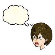 Cartoon Annoyed Woman With Thought Bubble N69