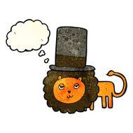 cartoon lion in top hat with thought bubble N3