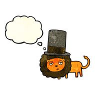 cartoon lion in top hat with thought bubble N4